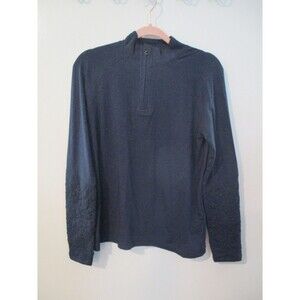 Aventura Womens Sz M McIntyre 1/4 Zip Embroidered Pullover Navy Blue Cotton